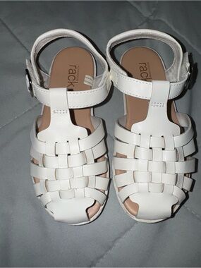 Kids' White Woven Sandals